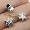 9X9X6Mm 1.3g Prata Antiga Acessórios para Joias Liga DIY Contas com Furo Grande e Pequeno Floco de Neve Contas com Furo Grande