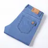Pantalones para hombre de verano delgados jeans seda de hielo pantalones lavados pantalones rectos holgados casuales pantalones elásticos para hombre