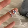Anillo de Estrella de Zircón Azul Marino Fresco para Mujer Diseño de Gota de Aceite de Nicho Anillo Abierto Anillo para Dedo Índice Anillo Personalizado de Moda