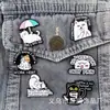 Broche de Pintura Metálica con Forma de Gato Transfronterizo Insignia Animal de Letra Inglesa Creativa Pin Versátil para Mochila Chaqueta