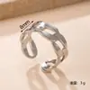 Nueva Cadena de Acero Inoxidable Anillo Abierto Moda Simple Prensado al Aceite Anillo Geométrico Resistente al Color Fábrica Mayorista