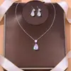 Joias de Moda Europeias e Americanas de Venda Quente Transfronteiriça, Colar com Pingente de Gota d'Água Brilhante Cravejado com Diamantes, Conjunto de Colares Simples e de Alto Padrão