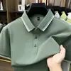 Nueva camisa polo de algodón de color liso de alta gama para hombre, camiseta de manga corta, camisa de vestir con cuello camisero, top moderno para el verano