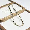 Colar de Contas de Aço Titânio com Concha Olho de Tigre Design Personalizado Pedra Natural Pérola Corrente para Clavícula Corrente para Suéter Outono e Inverno Venda por Atacado