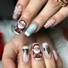 Natal Europeu Americano Comprimento Médio Quadrado Europeu Bonito Adesivos de Nail Art Removíveis 24 Peças Embalados em Caixa Adesivos de Nail Art Transfronteiriço
