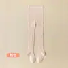 Meia-calça infantil de tricô canelado lateral em forma de 8, algodão penteado, fonte transfronteiriça, atacado, meias básicas para meninas primavera e outono com pés