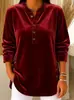 Ropa de Mujer de Punto Cruzada Europea y Americana Otoño e Invierno 2026 Nueva, Terciopelo Dorado Casual Holgada Cuello en V Abotonada de Manga Larga Camiseta para Mujer