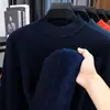 Venta al por mayor del fabricante Suéter de punto cálido de invierno para hombre, todo en uno, cuello alto medio de terciopelo, con felpa adicional, nuevo, engrosado