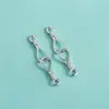 Plata de Ley S925 Hebilla Doble Sólida Anillo Hebilla Signo de Interrogación Pulsera de Cristal Hecha a Mano DIY Collar Hebilla en Forma de 8