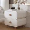 Mesita de noche Estilo Crema Nuevo Hogar Dormitorio Mesita de Noche de Cuero Simple Moderna Sin Instalación Pequeño Gabinete de Almacenamiento