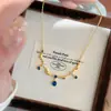 Moda Retro Francesa Exquisita Versátil Estilo Palacio Cadena para Clavícula de Lujo Ligero de Gama Alta con Borla de Gota de Agua Cepillada para Mujeres