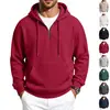 Sudadera nueva para hombre de importación, versátil jersey de punto gofrado con media cremallera, sudadera con capucha de manga larga de corte holgado para otoño e invierno