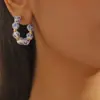 Nuevos Pendientes de Perlas de Porcelana Azul y Blanca Retro de Venta Caliente Transfronteriza Diseño Sencillo de Nicho Cadena de Perlas Doradas Pendientes de Cerámica para Mujer