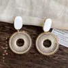 Pendientes trenzados blancos del mismo estilo que los de Zhong Chuxi para mujer, Pendientes de estilo bohemio de verano, Pendientes de estilo vacacional en la playa