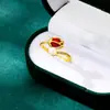 Popular Anillo de Tulipán Incrustado con Circonita para Mujer, Anillo Abierto para Dedo Índice Rodeado de Perla Imitación Oro Arena Vietnamita, Joyería Duradera