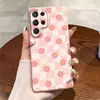 Capa de filme de transferência de calor floral xadrez rosa suave para Samsung S23 Ultra/S22 Ultra
