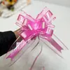 Fábrica de retalhos de fita de flor de laço com face brilhante e flor de flor de gaze de neve iridescente puxada à mão grande 70#