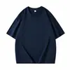 Camiseta Gola Redonda Manga Caída Pesada Fio Duplo 32s 260g Cor Sólida Compactada Gira Em Estoque Atacado