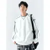 Sudadera de Punto con Cuello Redondo, Diseño de Bloques de Color Estilo Americano Otoñal para Adolescentes, Sudadera Sencilla y Versátil Estilo Coreano