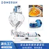 ZONESUN Máquina Neumática de Calentamiento, Mezcla y Llenado, Doble Cabezal, Pasta, Salsa de Tomate, Miel, Crema, Máquina para Envases de Crema
