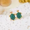 Brincos Curtos Estilo Praia Europeu e Americano com Esmalte, Caranguejo, Cavalo-Marinho, Diamantes Triturados, Concha do Mar e Brincos de Pérola com um Toque de Sofisticação