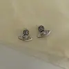 Pendientes de Planeta 2025 Nuevo Estilo Caliente Pendientes de Botón de Corazón de Alta Gama Pendientes de Pentagrama Estilo Chanel Incrustados de Diamantes