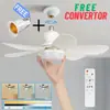 Ventilador de Techo LED de 6 Aspas Transfronterizo Luz E27 Rosca Dormitorio Estudio Ventilador Iluminación Ventilador de Seis Aspas Integrado