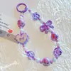 Cadena para Teléfono Móvil con Corazón de Goteo de Aceite Lazo Cadena de Cuentas de Color Caramelo Llavero Colgante para Funda de Teléfono Móvil Colgante para Bolso