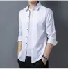 Transmissão ao vivo do TikTok nova camisa drapeada masculina primavera e outono Camisa social lisa para jovens moda entrega