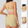 Conjunto deportivo de lunares transfronterizo para mujer, con shorts de entrenamiento físico, shorts de running, chaleco amortiguador y conjunto para Pilates/yoga