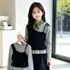 Moda Coreana de Dos Piezas Falso con Estampado Floral Dulce Lindo Casual Pantalones de Pierna Ancha Conjunto de Dos Piezas para Niñas Primavera y Otoño