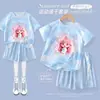 Verano Maravilloso Lindo Estilo Princesa para Niñas Dibujos Animados Lindos Conjunto Deportivo para Niños Secado Rápido Camiseta de Manga Corta y Pantalones Cortos
