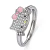 Juego de Joyería de Pendientes Anillo Colgante Gato Zirconia Diamante Completo Japonés y Coreano Kt Gatito Lindo Lindo Katie Miau Accesorios Versátiles