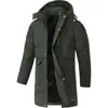 Comercio Exterior Invierno Nueva Llegada Chaqueta de Algodón de Longitud Media para Hombre con Capucha Desmontable para Papás de Mediana Edad y Mayores Ropa de Algodón Cálida Casual de Negocios