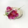 Orquídea de goma blanda de 3 flores, flor artificial individual para decoración de sala de estar y dormitorio en casa, arreglo de flores artificiales hecho a mano para bricolaje