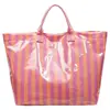 Bolsa Tote de Gelatina Listrada Colorida em PVC para Mulheres Baigou Fabricante Original Mercadorias à Vista Transfronteiriças Personalizável Pode Imprimir Logo