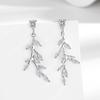 Pendientes de aguja de plata 925 con imitación de bosque de Dongdaemun de Corea del Sur, pendientes versátiles de hojas frescas, pendientes femeninos transfronterizos.