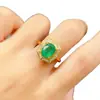 Anillo de Esmeralda Natural al por Mayor de Fábrica Plata S925 Incrustado Piedra Principal 8*10 Joyería de Lujo Venta Directa de Fábrica Piedra Preciosa