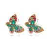 Europeu e Americano novo bonito liga diamante borboleta brincos personalidade all-match antigo inseto brincos brincos moda nacional brincos para as mulheres