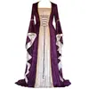 S-5XL Tallas Grandes Europeas y Americanas para Mujer Vestido Medieval de Tirantes de Terciopelo Dorado Largo para Escenario Retro Largo