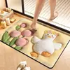 Tapete de Banheiro Animal de Desenho Animado Pelúcia 3D Tapete para Vaso Sanitário Antiderrapante Resistente ao Desgaste Tapete de Entrada Tapete Absorvente de Água para Banheiro