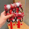 Acessórios de Cabelo de Ano Novo Tiara de Laço para Meninas Peruca Estilo Chinês para Bebê Trança Cabelo Infantil Gancho de Cabelo Vermelho Festival do Meio Outono Dinastia Han