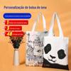 Panda preto e branco Tesouro Nacional bolsa de lona portátil bolsa de lona de arte em esboço pintada à mão customizada creative diy customizada