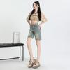 Estilo americano retrô wide-leg Denim cropped calças femininas verão quente menina cintura alta solto emagrecimento moda all-match cropped calças moda