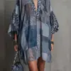 Amazon Transfronteiriço Verão 2026 Novo Estilo Europeu e Americano Moda Estampa Xadrez Solta Casual Vestido Longo Feminino