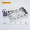 Venda Direta da Fábrica Bandeja Quadrada de Aço Inoxidável com Grelha de Controle de Óleo, Bandeja Multifuncional para Escorrer e Filtrar Óleo, Adequada para Espetinhos Fritos e Churrasco