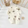 Macacão de Algodão Puro para Bebê Todas as Estações, Roupas para Recém-Nascidos de Primavera e Outono, Roupas para Bebês de 0 a 6 Meses, Roupas para Engatinhar