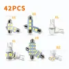 Kit Combo LED para Carro 42 Peças T10 Luz de Posição Duplo Ponto Luz de Leitura Luz de Placa Luz Interna da Porta
