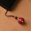 Corrente de Celular Pingente Bola Lisa Cinnabar Cru Formato de Cabaça, Chaveiro Pingente para Bolsa de Casal do Ano Zodiacal Presente Venda por Atacado