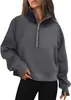 Ropa Deportiva Cruzada Europea y Americana Otoño e Invierno 2025 para Mujer, Ropa de Yoga con Media Cremallera, Sudadera de Forro Polar con Cuello Alto, Sudadera de Forro Polar